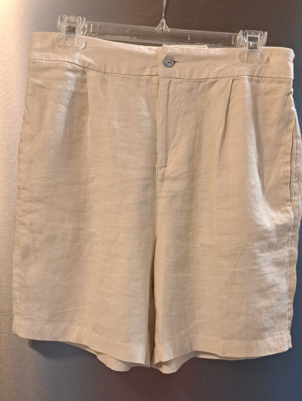 Tahari Shorts European Grown Flax Linen 100% Ladies Beige Sz Med Beach Vaca
